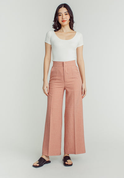 Achie  Pink Straight Cut Trouser Pants