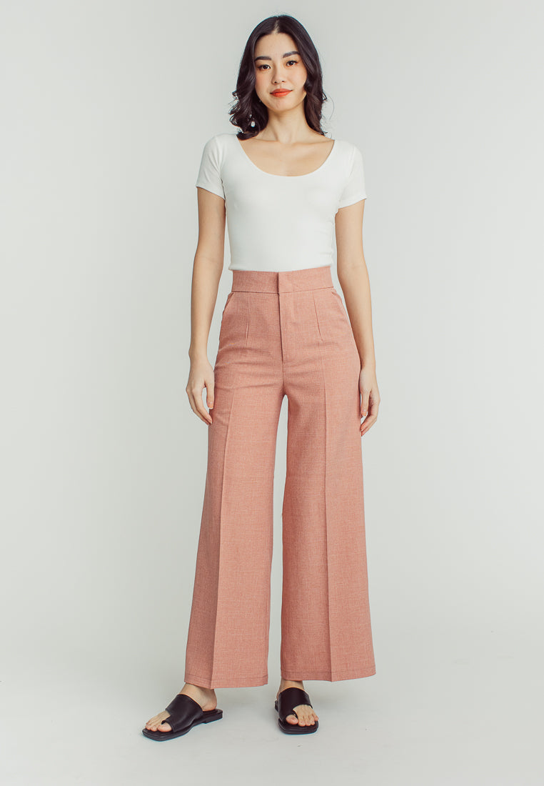 Achie  Pink Straight Cut Trouser Pants