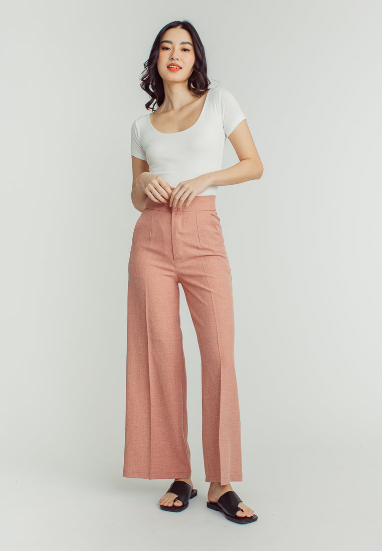 Achie  Pink Straight Cut Trouser Pants