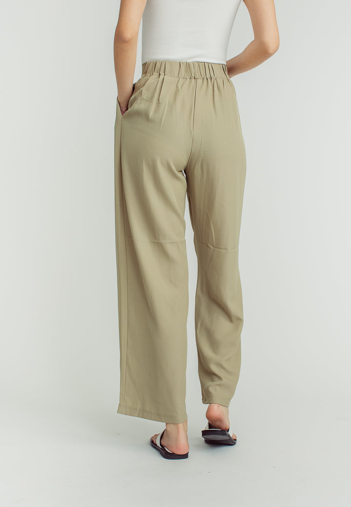 Wenn Green Straight Cut Elastic Back Trouser Pants