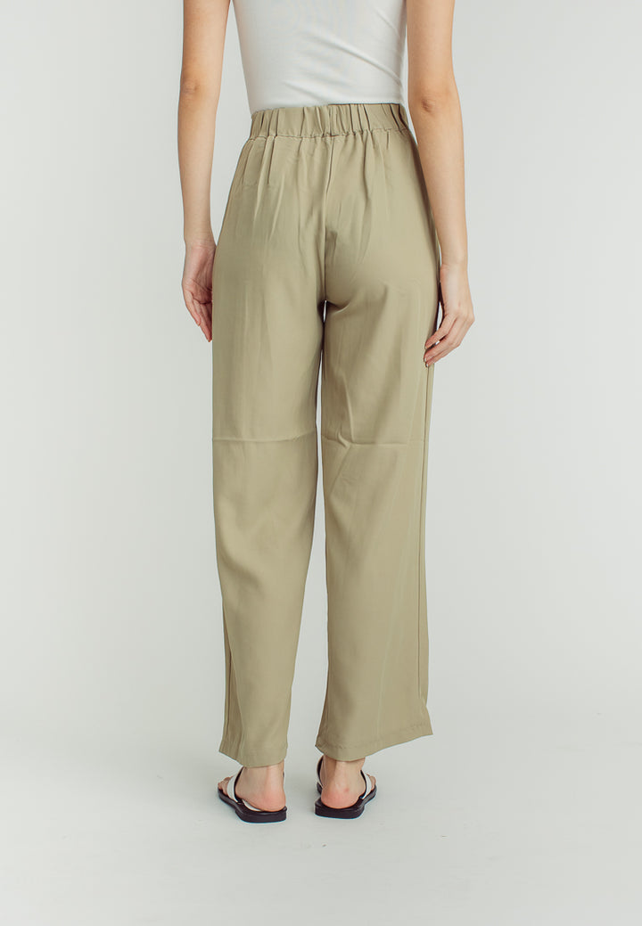 Wenn Green Straight Cut Elastic Back Trouser Pants