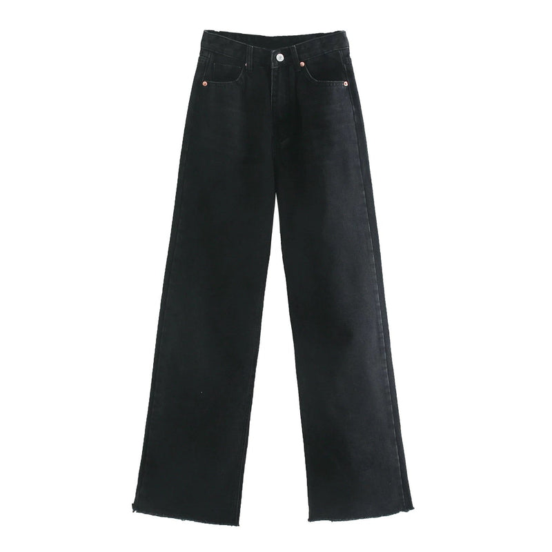 Perseus Black Zipper Fly Straight Cut Denim Jeans
